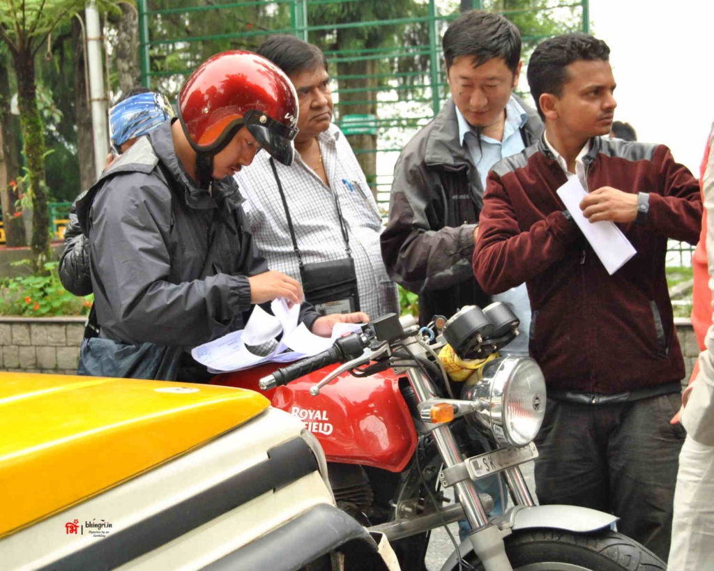 The Government official is distributing the permits for Nathu La